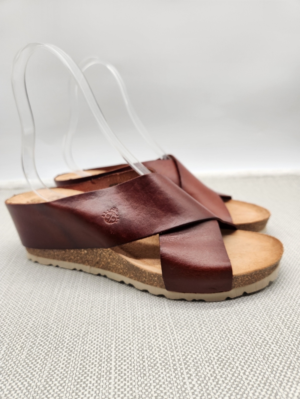 Yokono Size 9.5 Wedge Sandals Brown Leather Open Toe